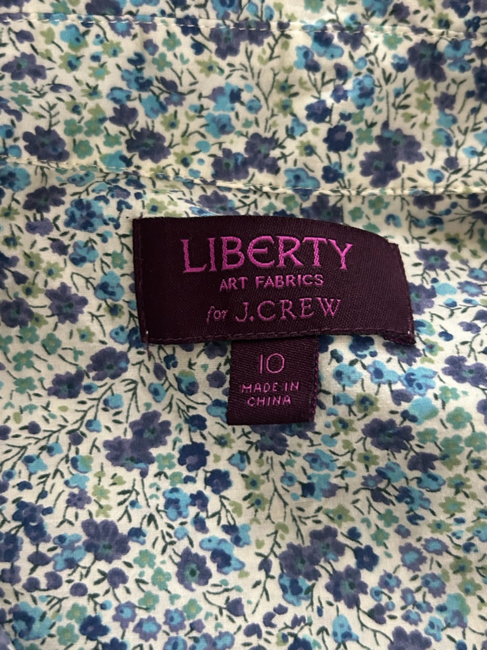 J. Crew Womens Long-Sleeve Floral Button-Up Blouse in White and Blue - Picture 5 of 5